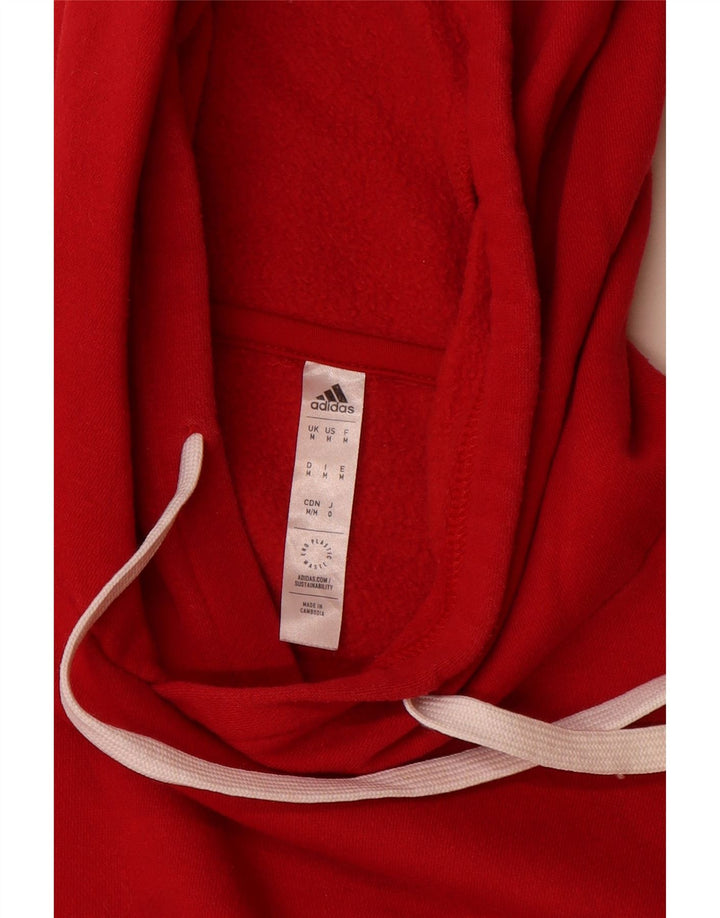 Felpa con cappuccio da uomo Adidas in cotone rosso medio
