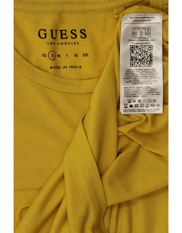 Guess T-shirt grafica da uomo Top Small in cotone giallo