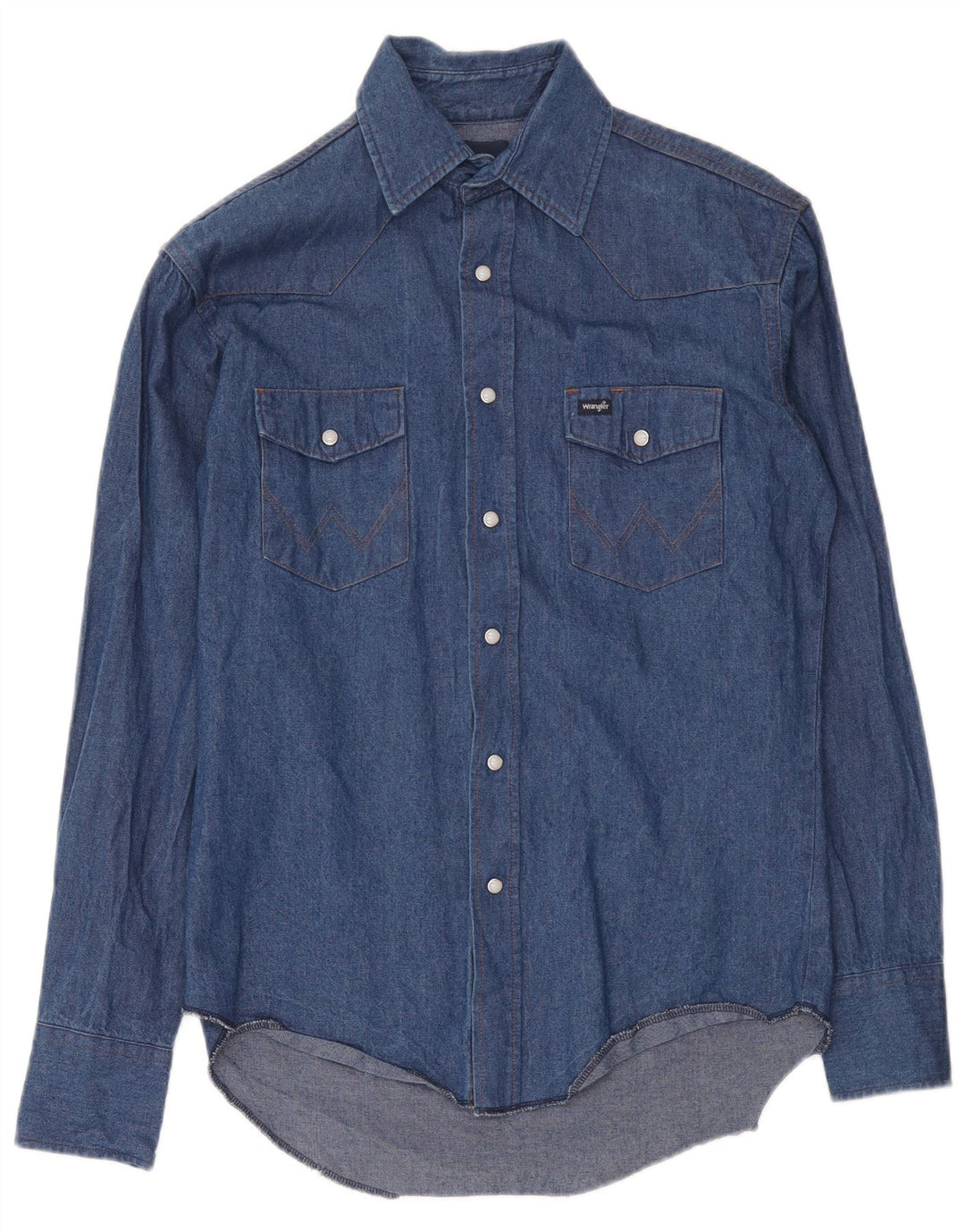 Camicia in denim western da uomo Wrangler taglia 15 cotone blu medio
