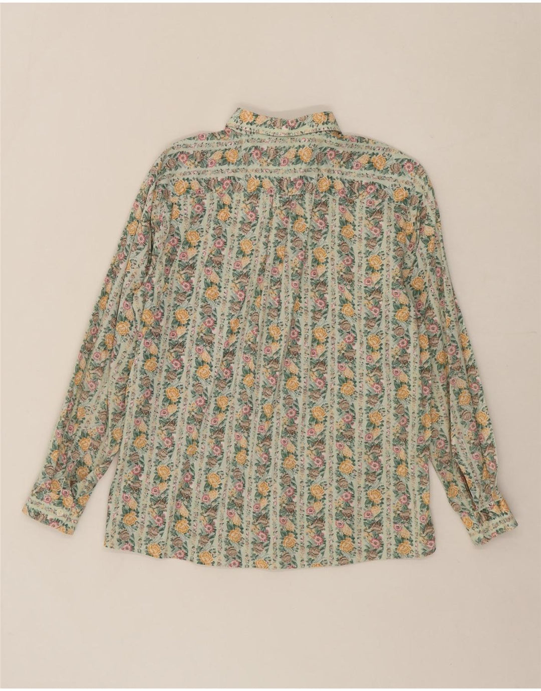VINTAGE Womens Shirt EU 42 XL Green Floral Vintage Vintage and Second-Hand Vintage from Messina Hembry 