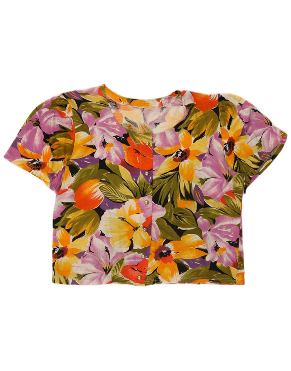 Camicetta vintage da donna a maniche corte UK 16 grande floreale multicolore