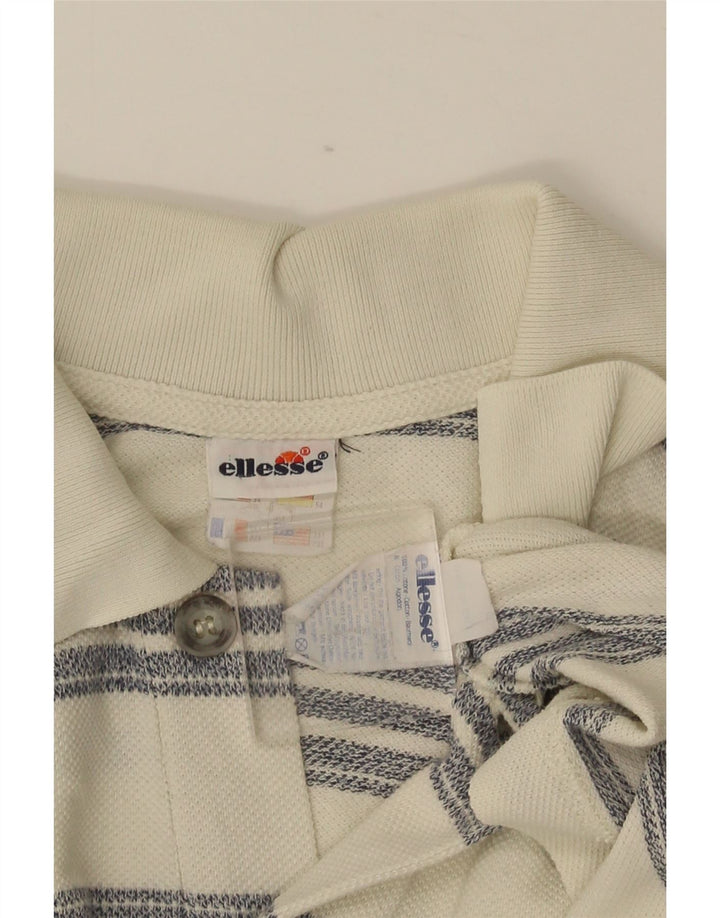 Polo da uomo Ellesse UK 38 cotone a righe bianche medie
