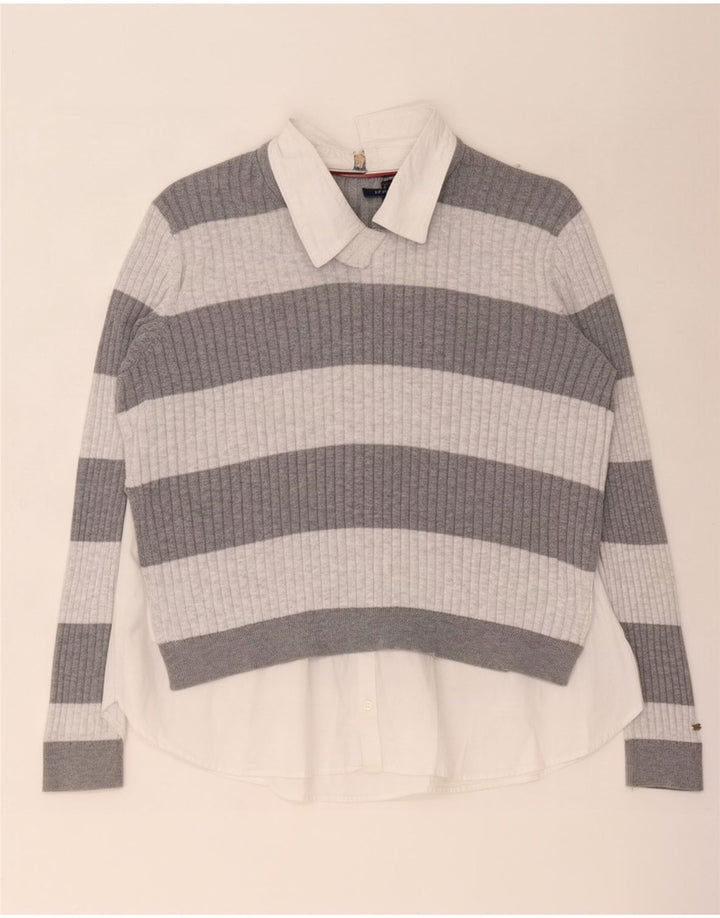 Camicetta da donna Tommy Hilfiger Top UK 14 Cotone a righe grigio medio
