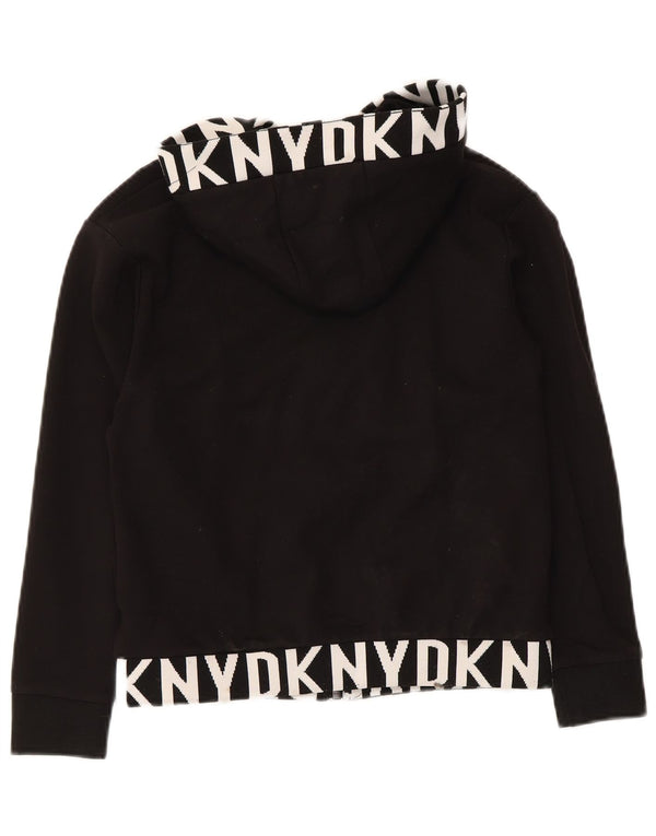 Maglione con cappuccio grafico Dkny Boys Crop 7-8 anni in viscosa nera