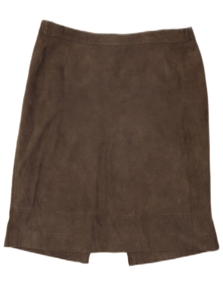 Gonna vintage in pelle scamosciata da donna W30 grigio medio