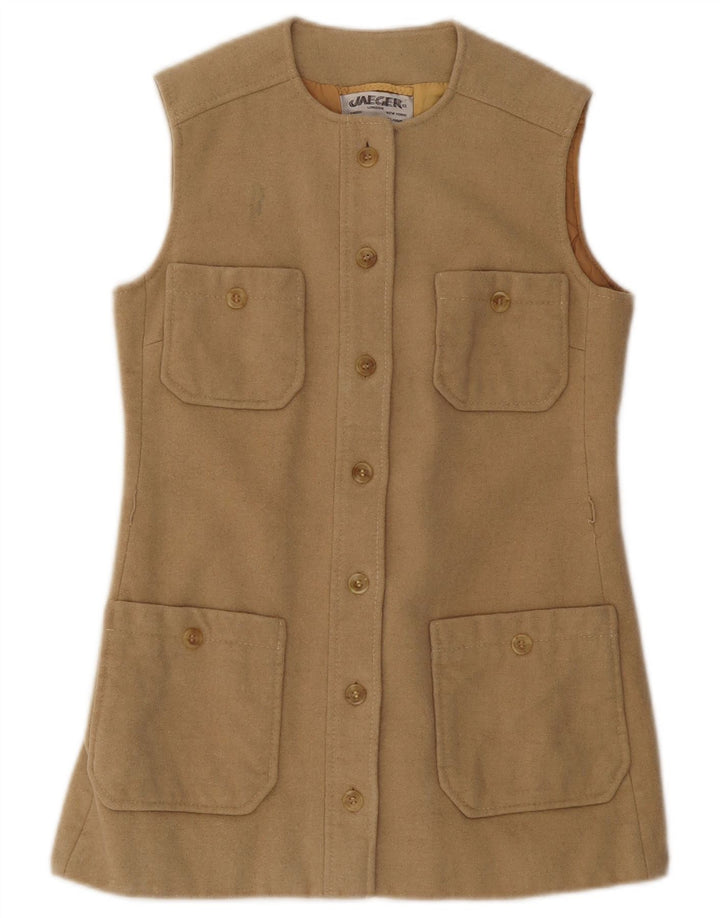 Gilet utility da donna JAEGER UK 10 piccolo in lana beige