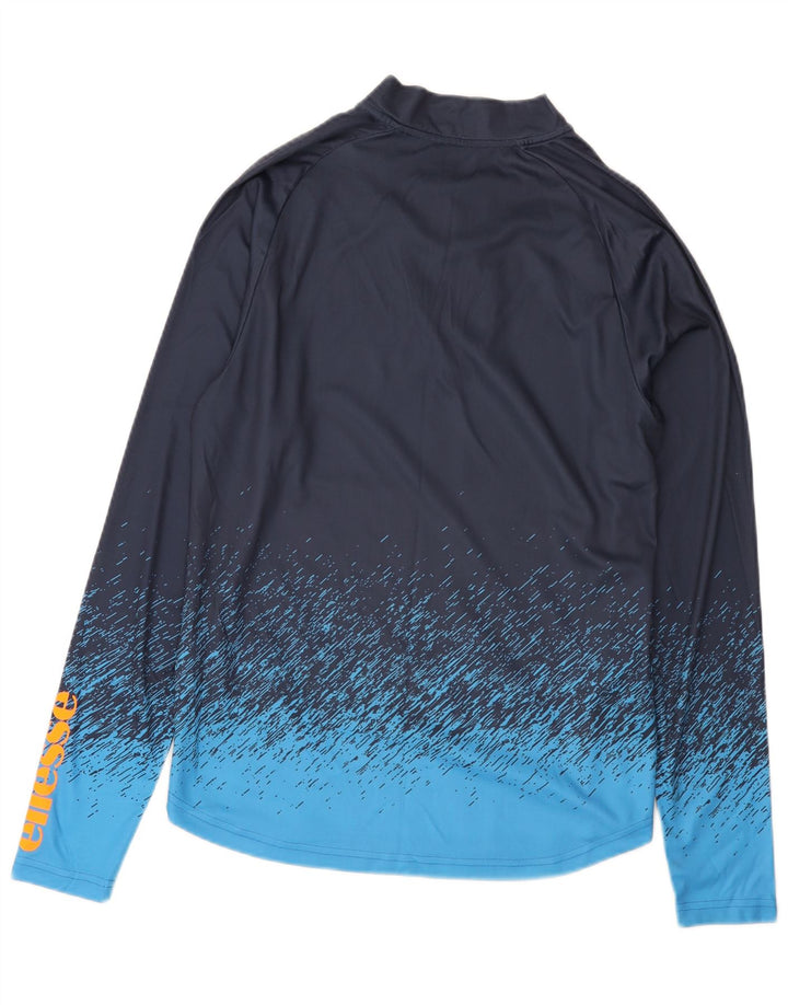 Ellesse - Top da tuta da uomo con zip e collo, color block, colore blu navy medio