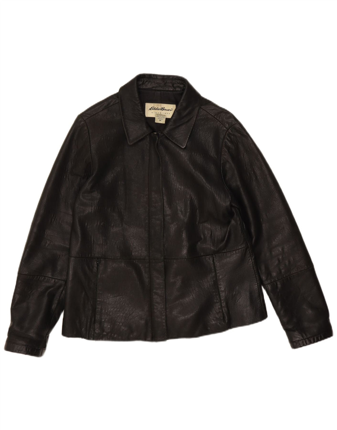 Giacca in pelle da donna EDDIE BAUER UK 14 Pelle nera media