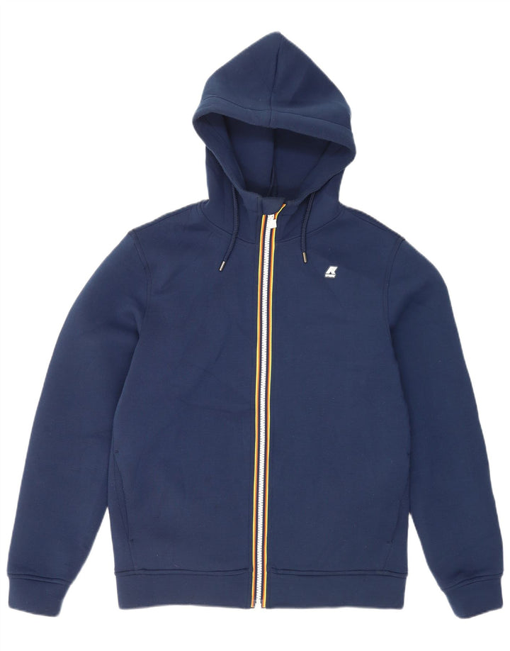 Maglione con cappuccio e zip da uomo K-Way in poliestere blu navy medio