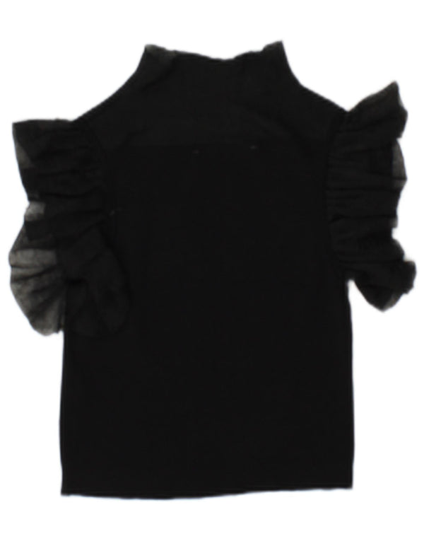 Top Zara da donna con camicetta trasparente UK 10 piccola in viscosa nera