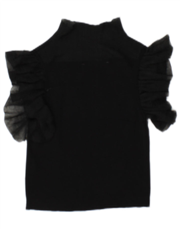 Top Zara da donna con camicetta trasparente UK 10 piccola in viscosa nera