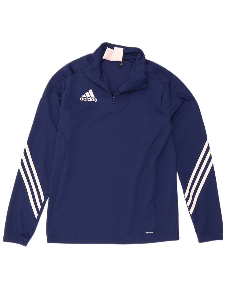 Top della tuta pullover Adidas Climalite da ragazzo 13-14 anni XL Blu navy