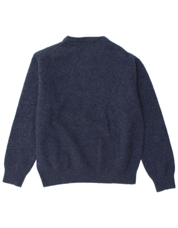 GANT maglione maglione girocollo da donna UK 16 grande lana d'agnello blu navy