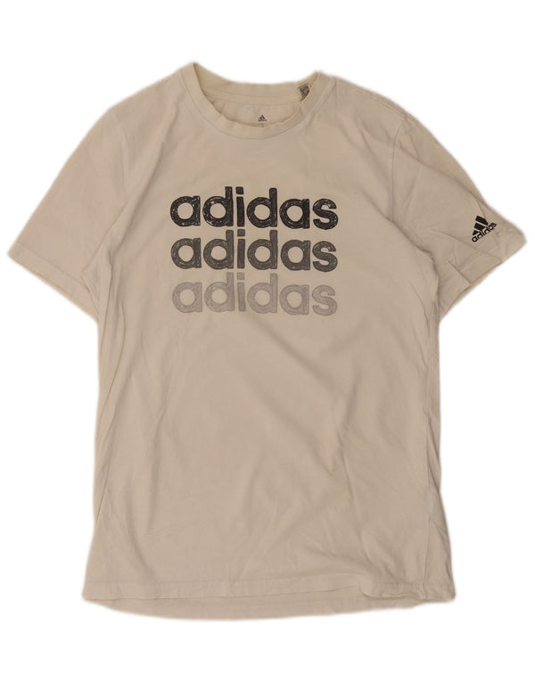 T-shirt grafica da uomo Adidas Top piccola in cotone bianco