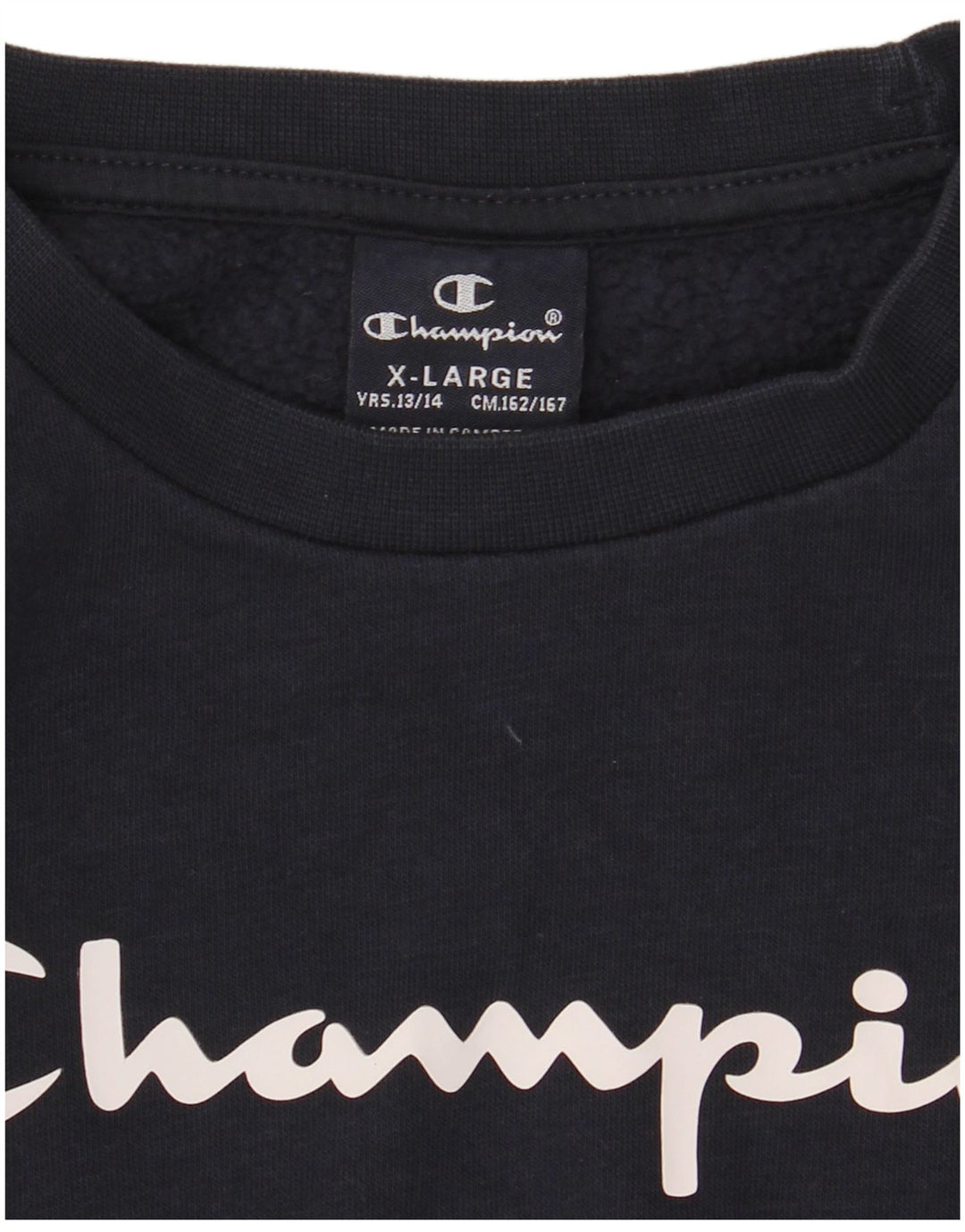 Felpa grafica Champion da ragazzo, 13-14 anni, XL, blu navy