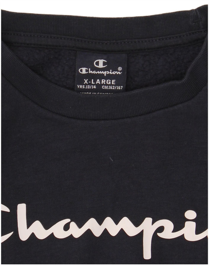 Felpa grafica Champion da ragazzo, 13-14 anni, XL, blu navy