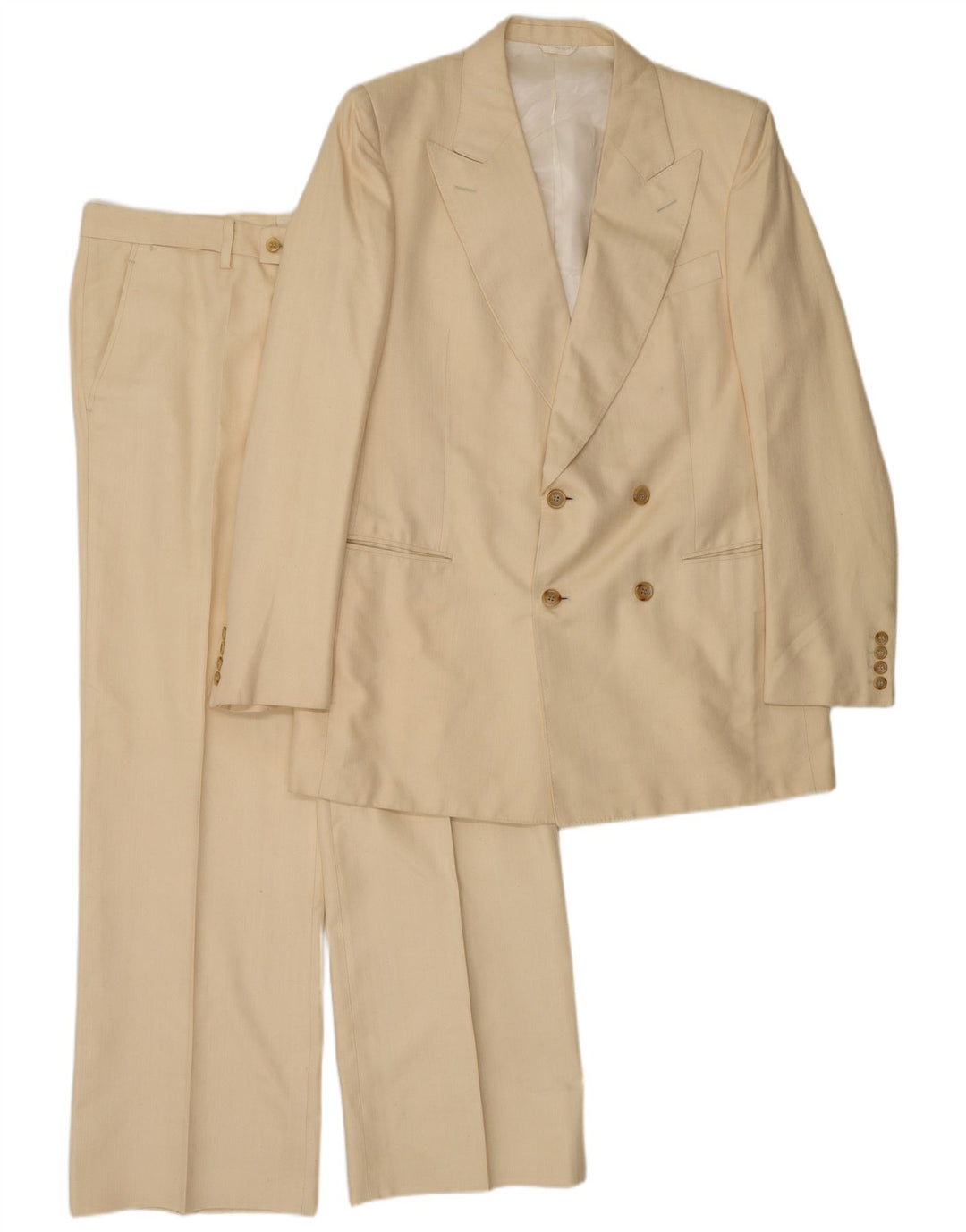 Abito vintage da uomo in 2 pezzi grande W34 L30 in seta beige