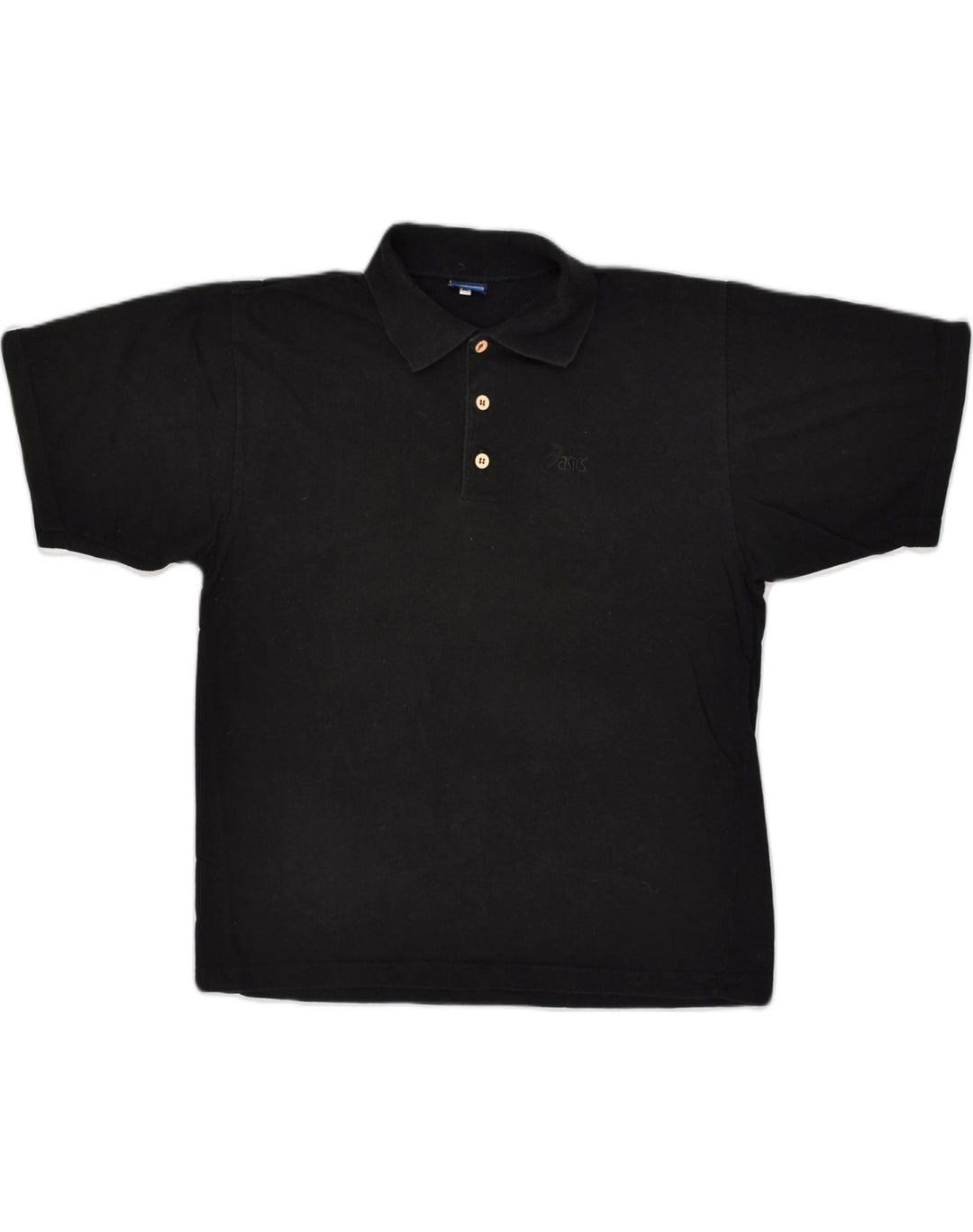 ASICS Mens Polo Shirt Medium Black Cotton | Vintage Asics | Thrift | Second-Hand Asics | Used Clothing | Messina Hembry 