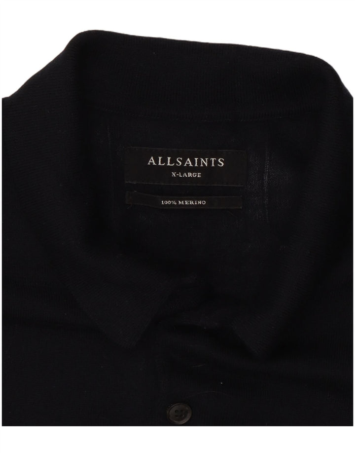 ALL SAINTS Maglione da uomo con collo alto XL Lana blu navy