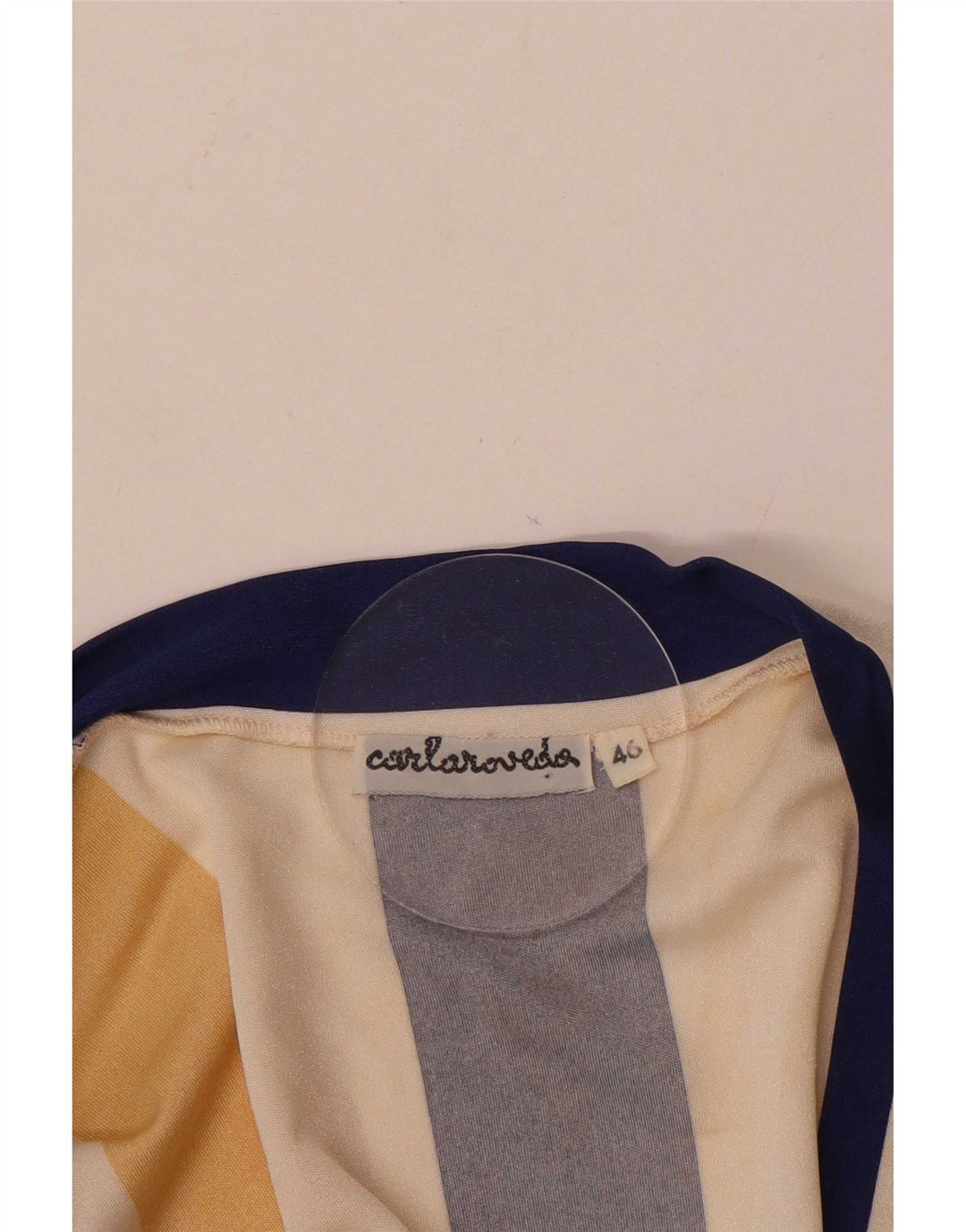 Top cardigan corto da donna vintage IT 46 grande a righe multicolori