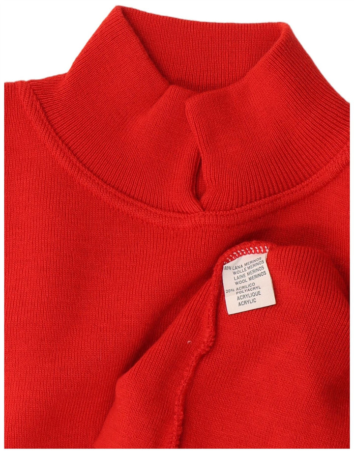 Maglione maglione vintage da donna con collo dolcevita UK 14 grande lana arancione