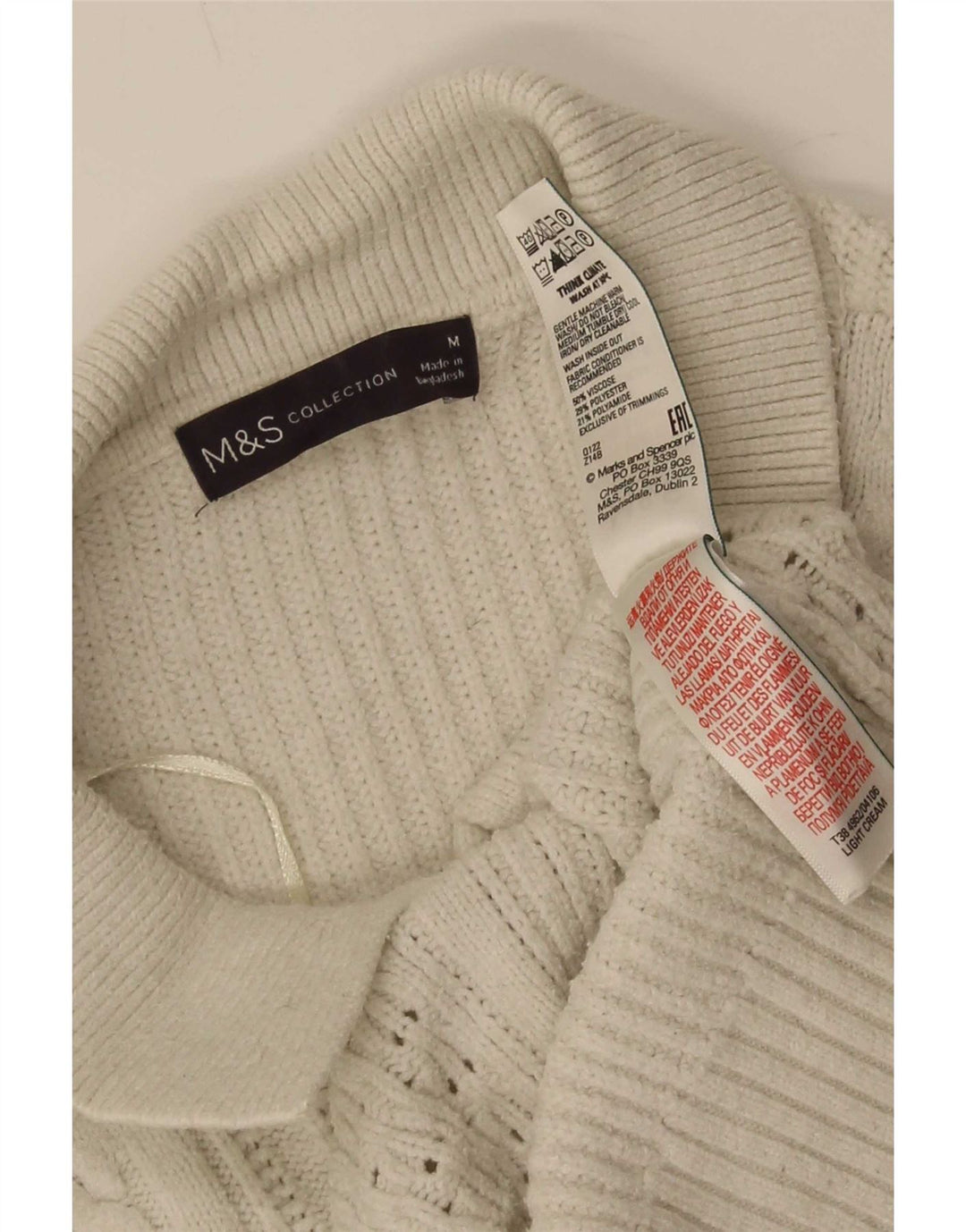 Maglione cardigan da donna Marks & Spencer UK 14 Viscosa beige medio