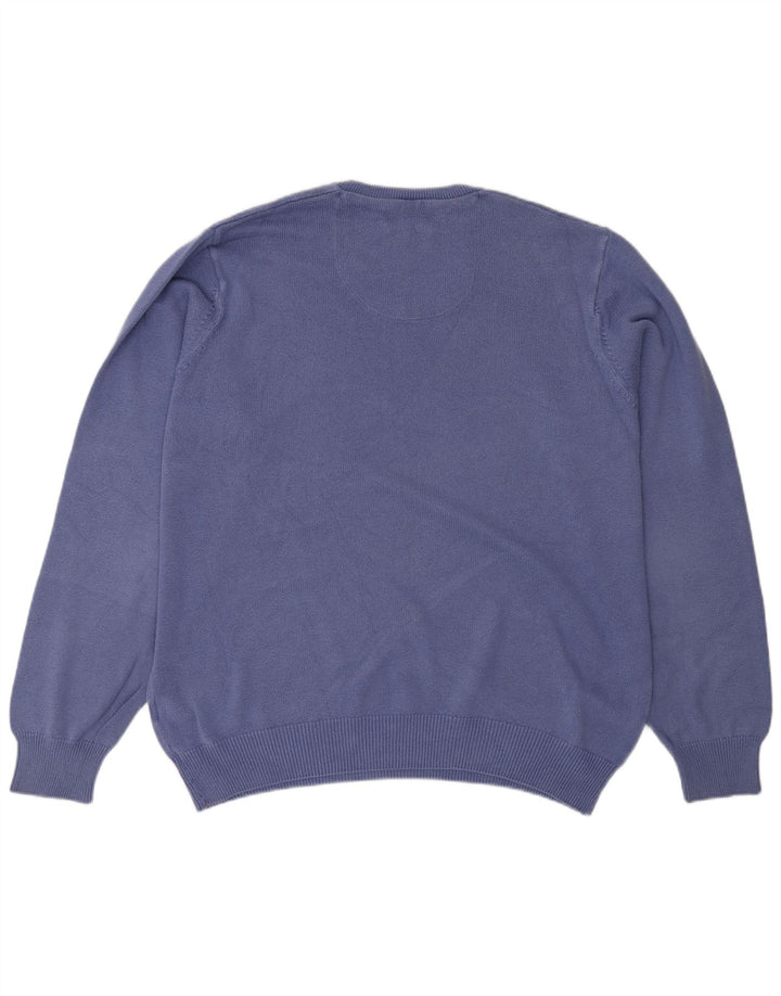 Maglione da uomo Marks & Spencer Blue Harbour con scollo a V grande cotone blu