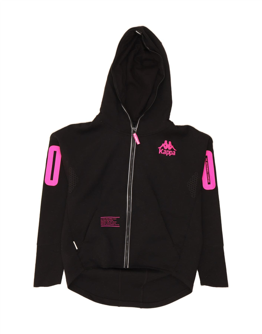 KAPPA Womens Graphic Zip Hoodie Sweater EU 44 XL Black Polyester Vintage Kappa and Second-Hand Kappa from Messina Hembry 