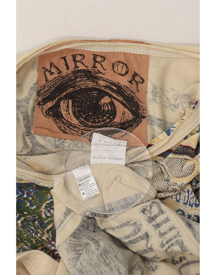 Mirror T-shirt da uomo con grafica Jimi Hendrix Top in cotone beige medio