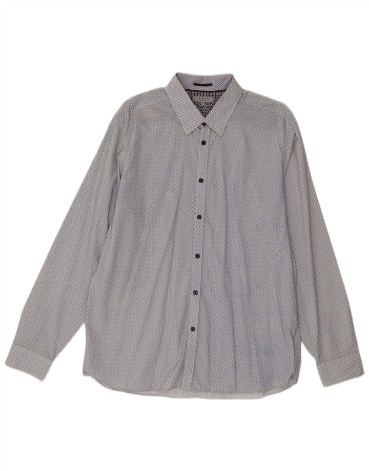 TED BAKER Mens Shirt Size 6 2XL Blue Geometric Cotton