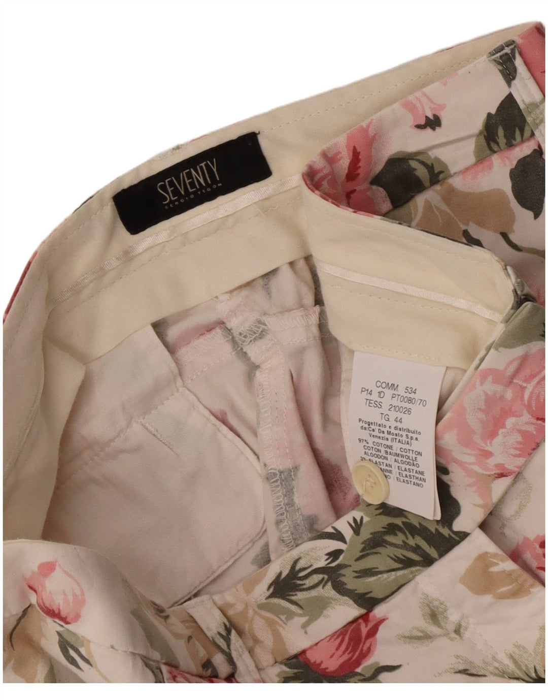 Pantaloni cropped da donna Seventy IT 44 medio W30 L26 floreale multicolore