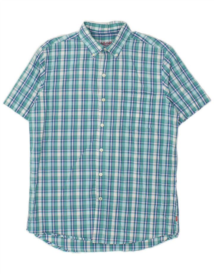 IZOD Mens Short Sleeve Shirt Medium Green Check Vintage Izod and Second-Hand Izod from Messina Hembry 