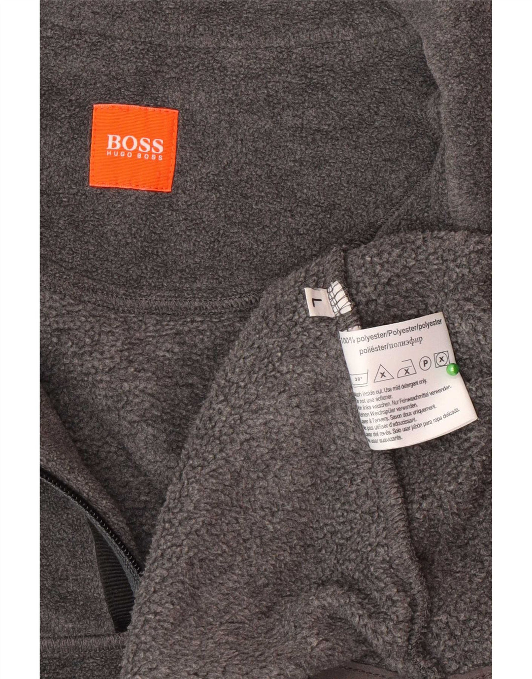 Hugo Boss Maglione in pile da uomo con zip sul collo, grande poliestere grigio