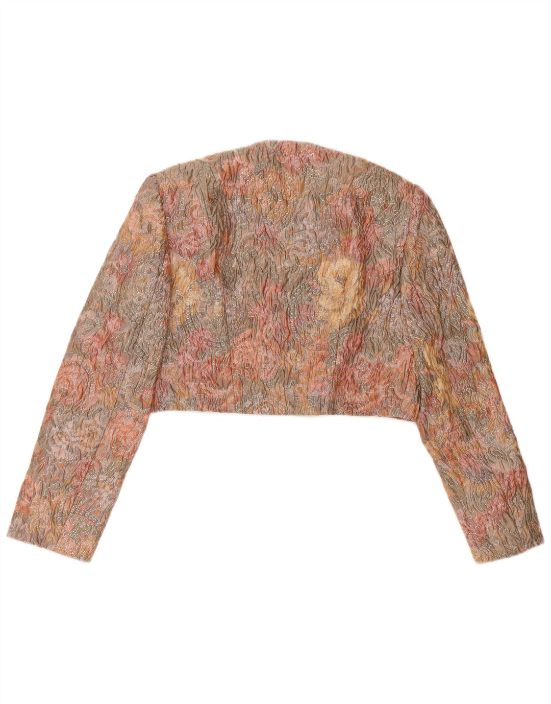 LANCETTI Womens Open Crop Bolero Jacket UK 14 Medium Multicoloured Floral