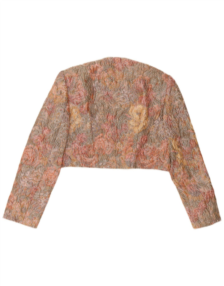 LANCETTI Womens Open Crop Bolero Jacket UK 14 Medium Multicoloured Floral