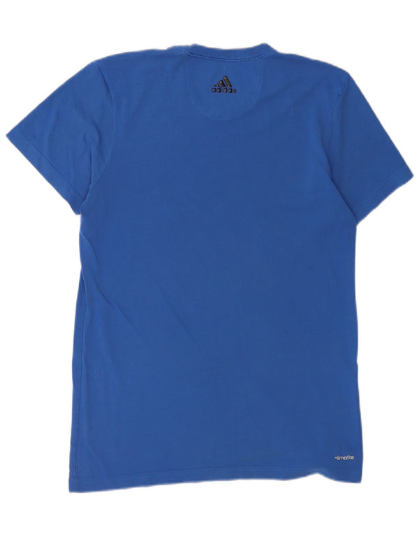 Maglietta grafica Adidas Climalite da uomo, blu medio