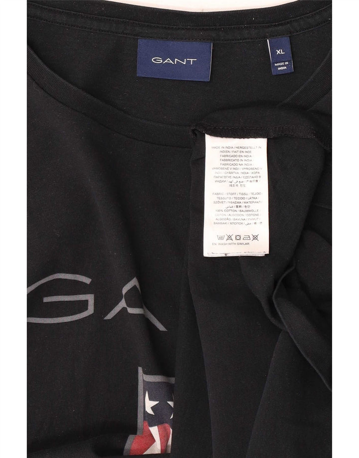 T-shirt grafica da uomo Gant Top XL in cotone nero