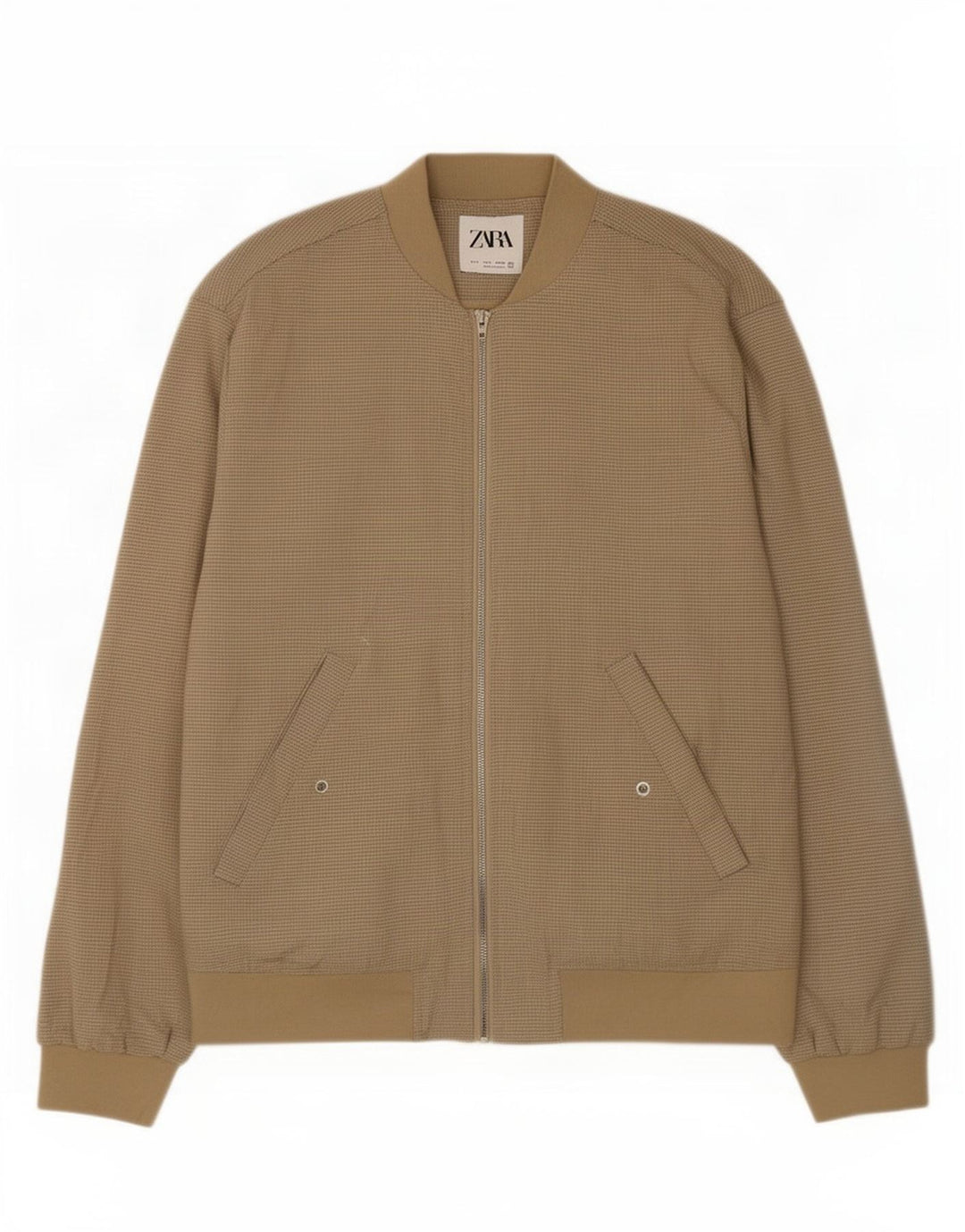 Giubbotto bomber da uomo Zara UK 36 piccolo poliestere a quadri beige