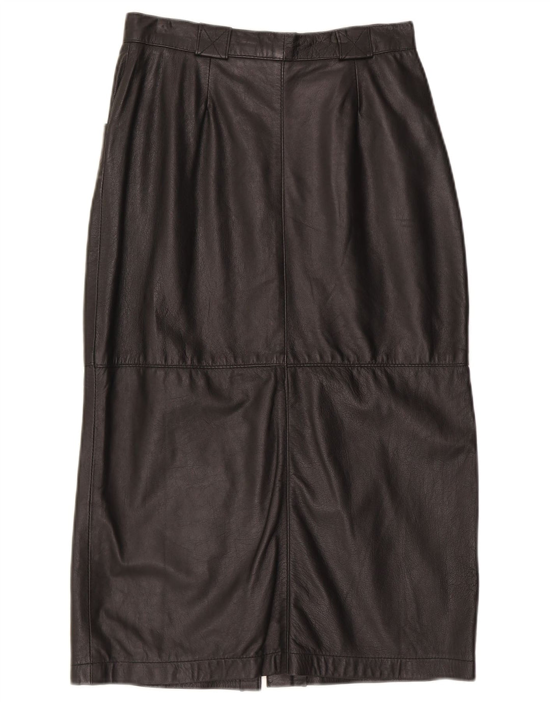 Gonna in pelle vintage da donna W28 media nera