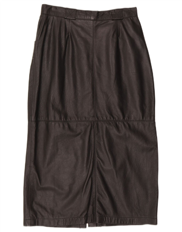 Gonna in pelle vintage da donna W28 media nera