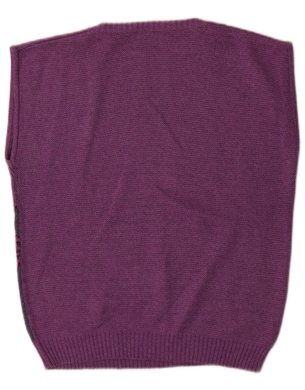 Canotta vintage da donna IT 46 grande cotone con stampa animalier viola