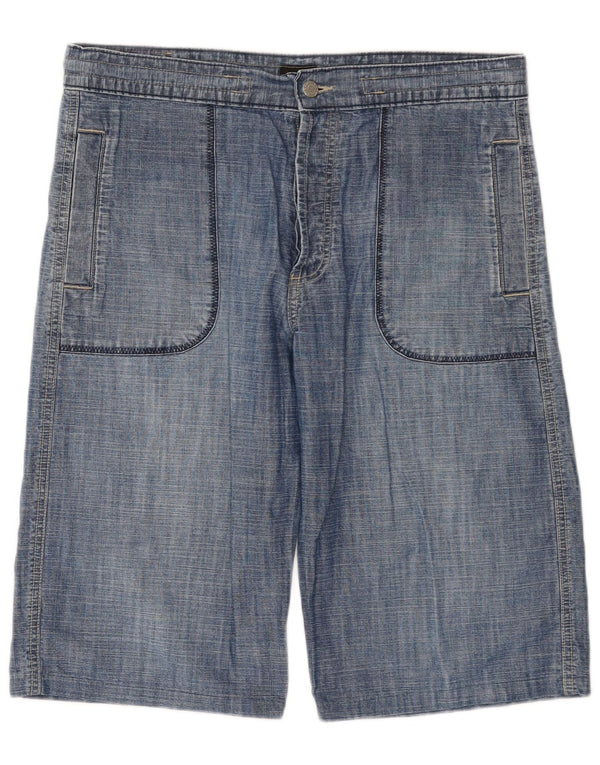 Pantaloncini di jeans da uomo OVIESSE W34 Large Blu Cotone