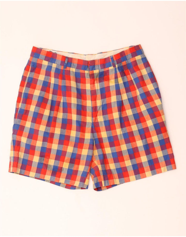 PENINSULA Pantaloncini chino da uomo medi W30 in cotone a quadretti multicolore