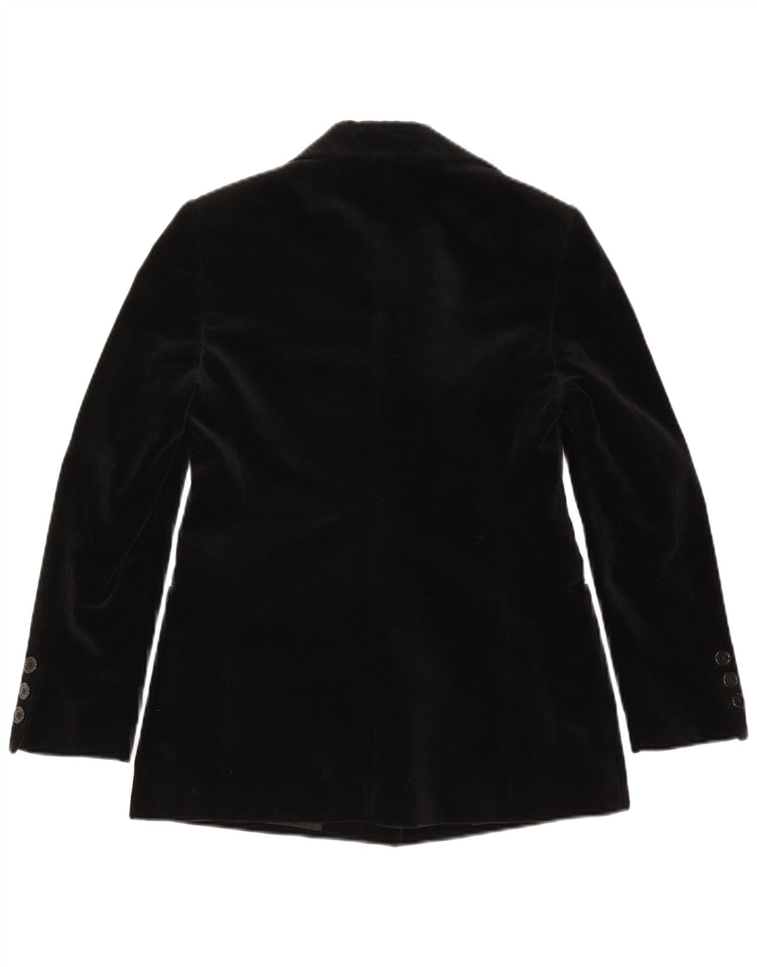 Giacca blazer in velluto a 3 bottoni da donna Adele Fado UK 12 media nera