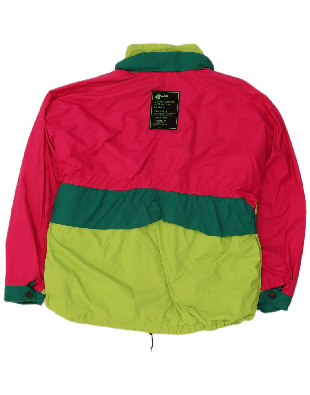 BRUNIK Mens Windbreaker Jacket IT 50 Large Green Colourblock Polyamide