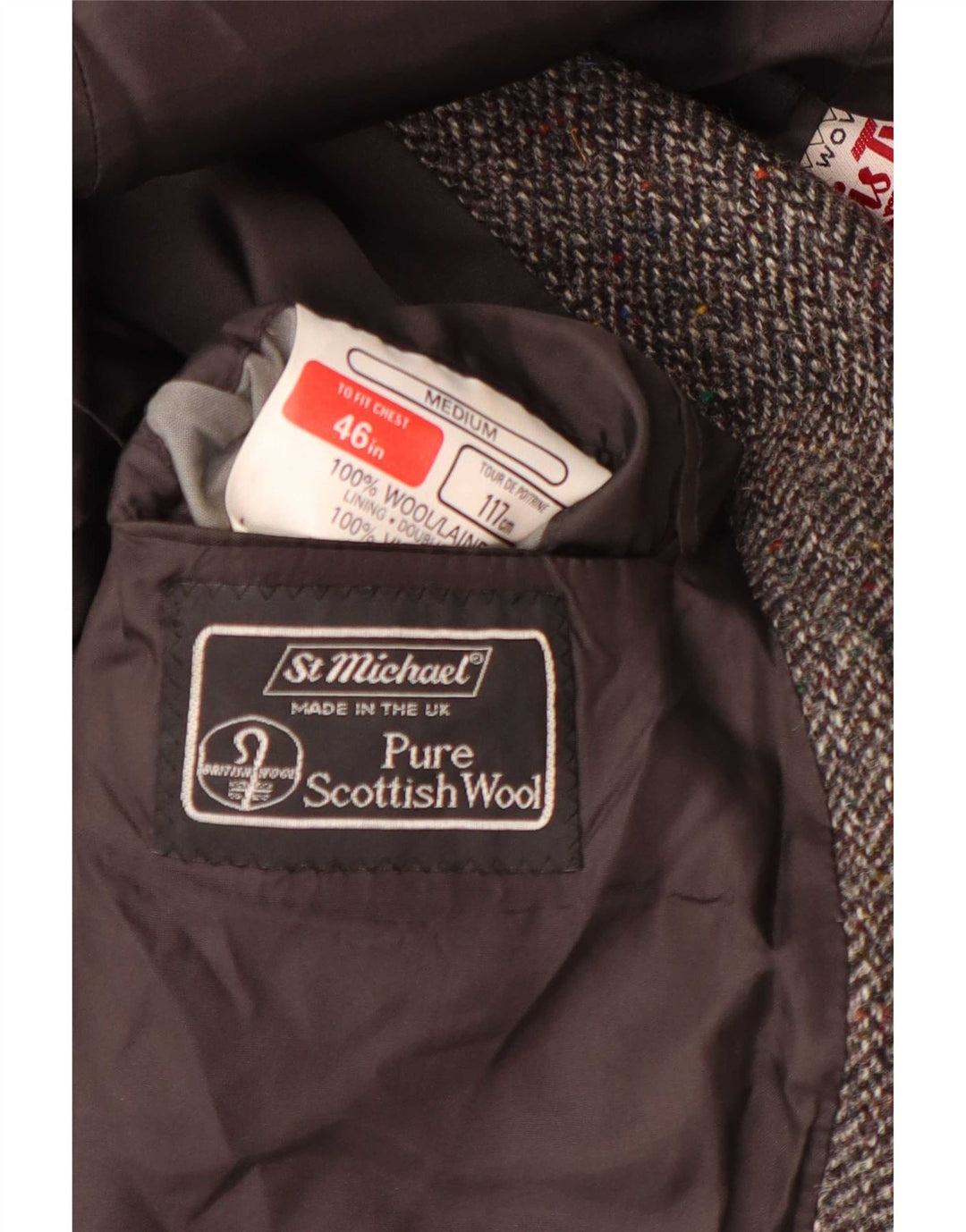 Marks & Spencer Giacca blazer da uomo St. Michael UK 46 XL Grigia a spina di pesce