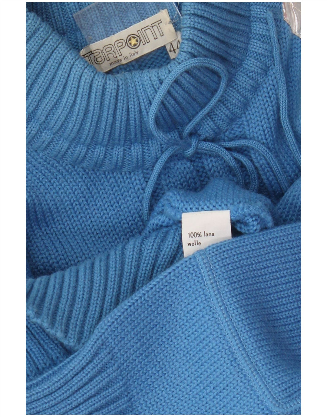 Maglione vintage da donna con collo alto e collo alto IT 44 Colorblock blu medio