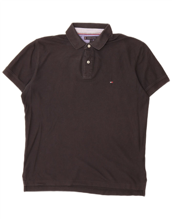 Polo da uomo vestibilità regolare Tommy Hilfiger grande cotone nero