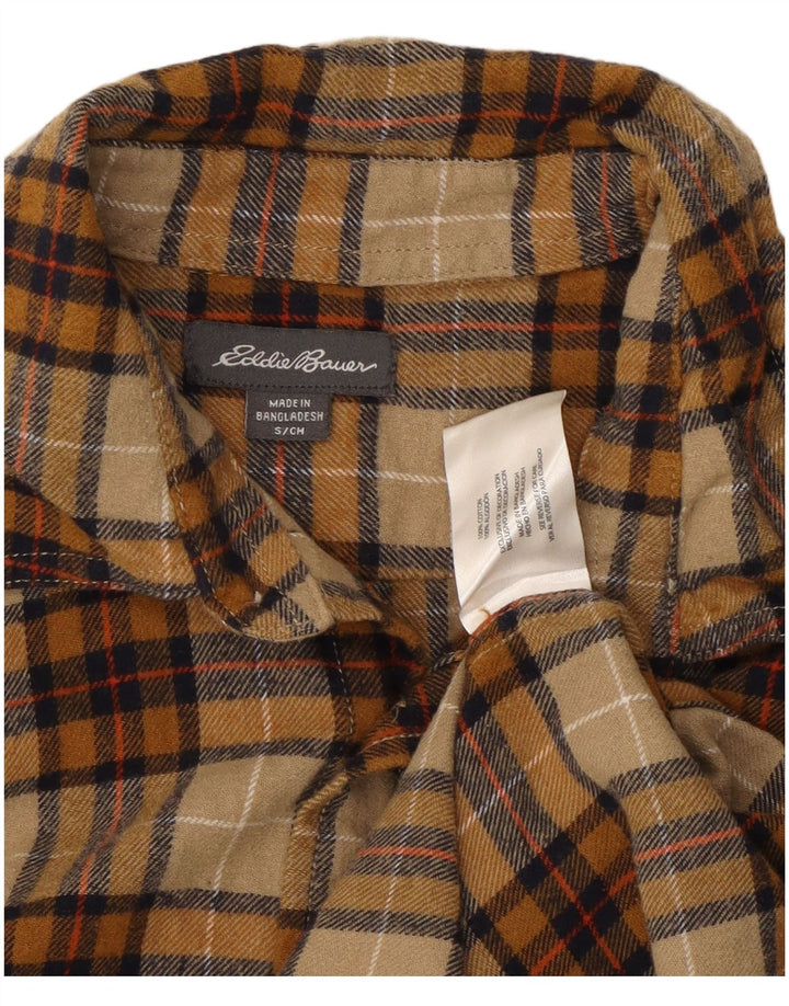 EDDIE BAUER Camicia da uomo in flanella di cotone a quadri beige piccolo
