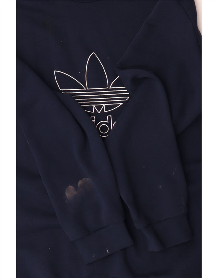 Felpa grafica da uomo ADIDAS maglione XL cotone blu navy